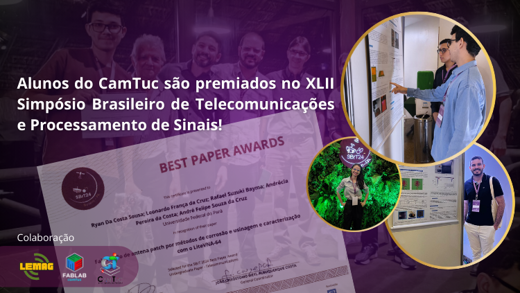 Alunos do Curso de Engenharia Elétrica do CAMTUC recebem a premiação de melhor Artigo de IC na área de Telecomunicações no SBrT 2024